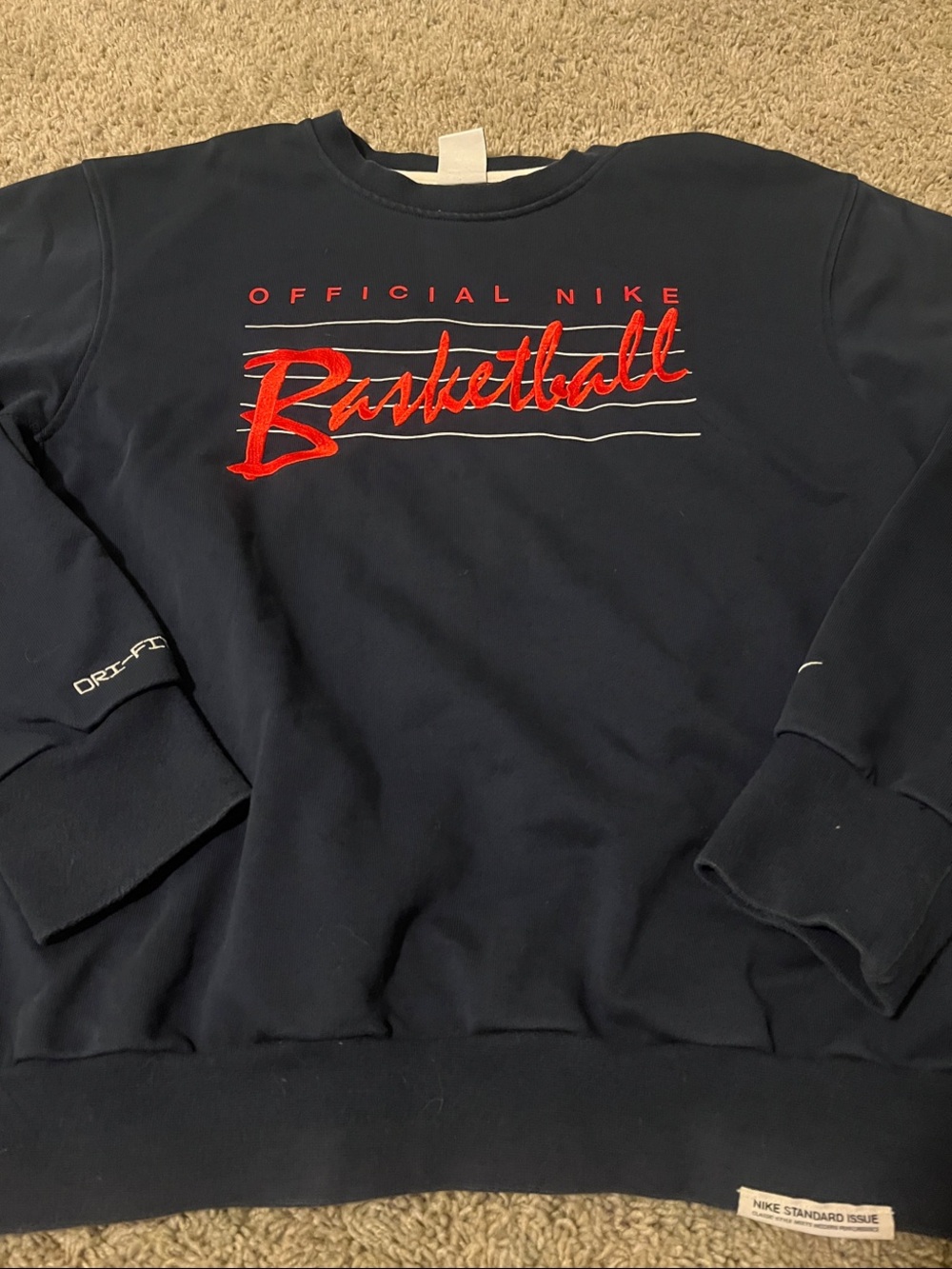 Nike Navy Crewneck Sweatshirt with Red 'Basketball' Script